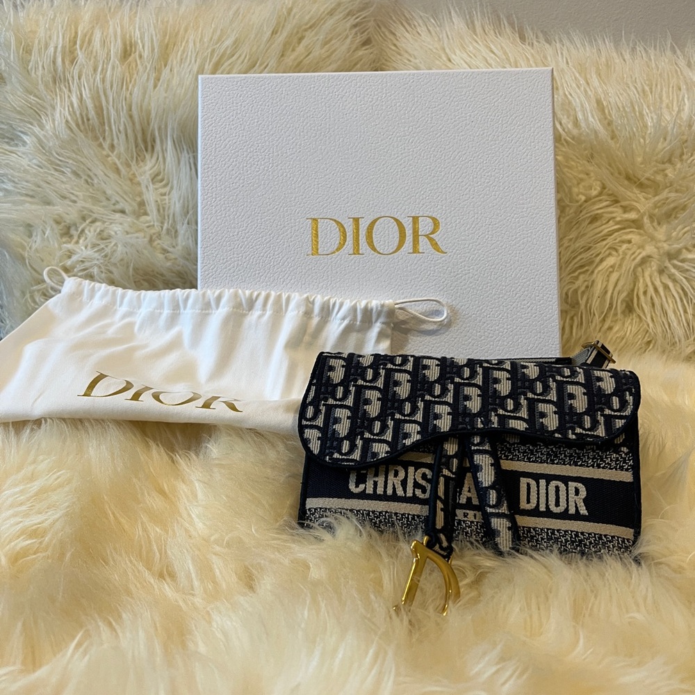 NEW DIOR WOMEN SLG SLIM SADDLE- POUCH CANVAS BAG